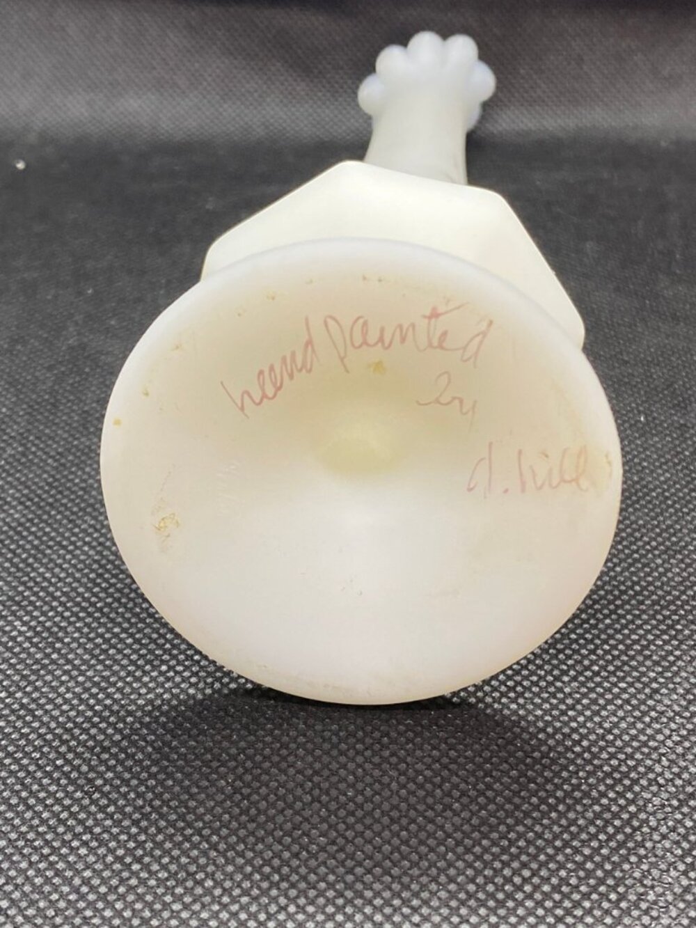 Fenton Swung Frosted Vase Handpainted by D. Hill - Picture 3 of 3